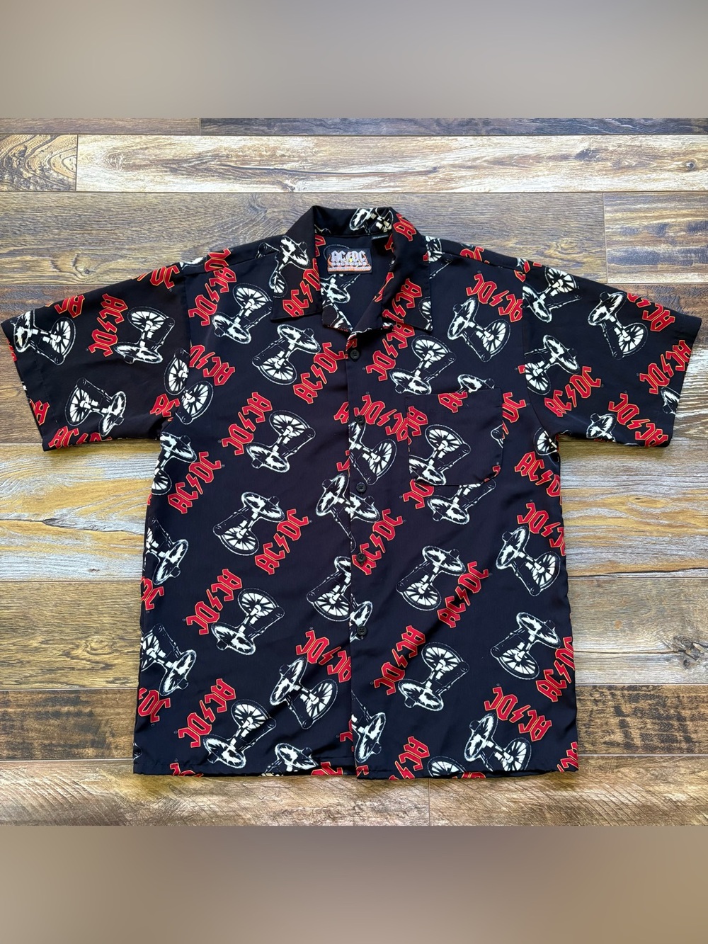 Vintage Y2K AC/DC Dragonfly Rockware Button Up Shirt - Mens Size XL. See Picts